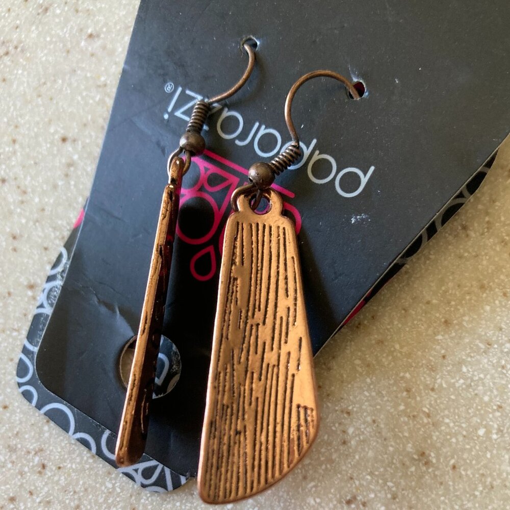 Paparazzi Copper Color Dangle Pierced Earrings NEW - Picture 4 of 7